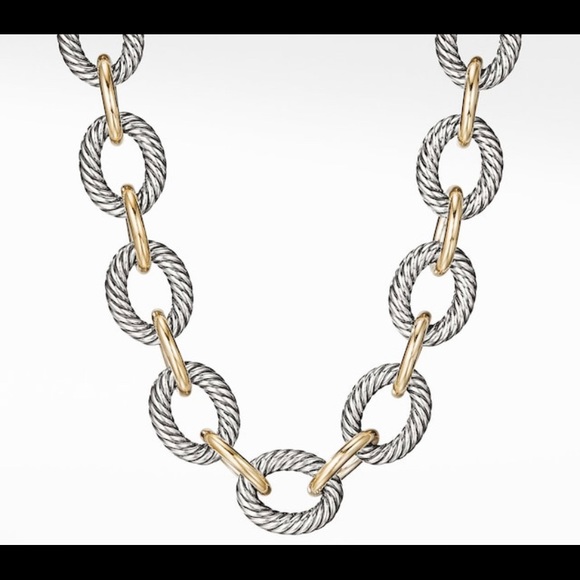 David Yurman-18k Gold w Silver 16’ Oval Necklace - Picture 2 of 6